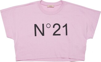 N°21 N21t170f T-shirt Pinkcropped Jersey T-shirt With Logo