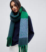 Thumbnail for your product : Stitch & Pieces blue mix brushed check tassel scarf
