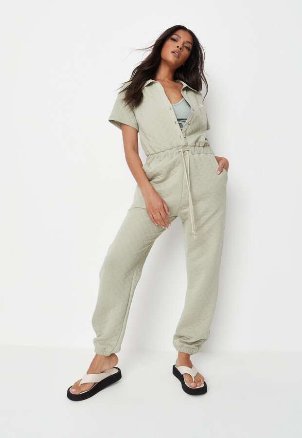 Missguided Sage Sports Club Quilted Jumpsuit - ShopStyle