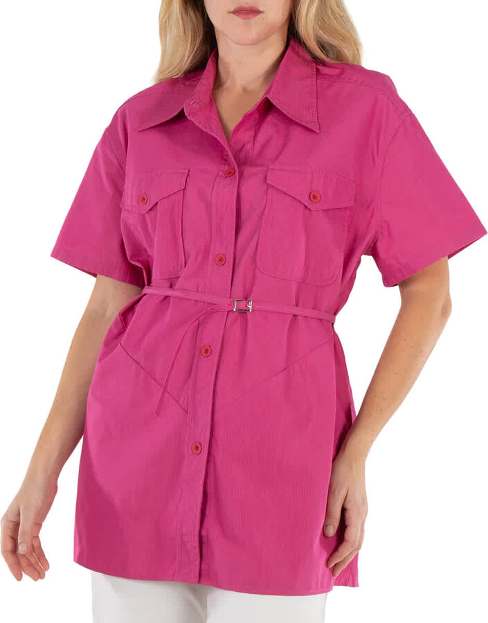 Our Legacy Ladies Cerise Cotton Ripstop Backless Army Shirt