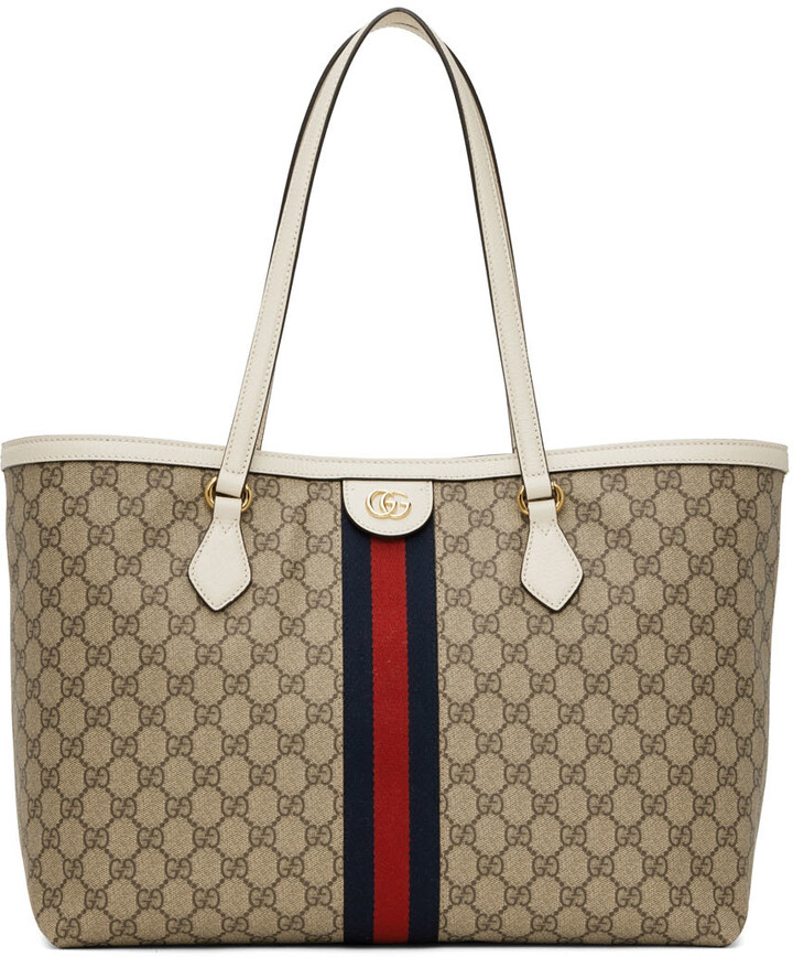 Gucci Off-White Medium GG Ophidia Tote - ShopStyle Shoulder Bags