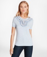 Thumbnail for your product : Brooks Brothers Ruffled Pointelle-Yoke Sweater