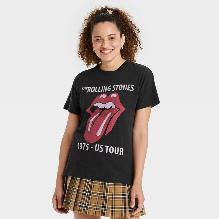 The Rolling Stones Women's Rolling Stones Short Sleeve Graphic T-Shirt -  Black M - ShopStyle Tops