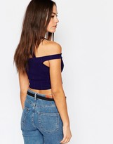 Thumbnail for your product : Daisy Street Off Shoulder Halter Neck Crop Top In Rib