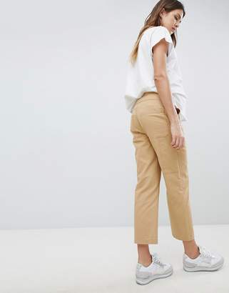 ASOS Maternity Design Maternity Canvas Cargo Trousers In Sand With Under The Bump Waistband