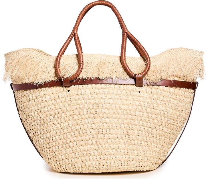 Johanna Ortiz Ecru/Brown Sienna Tropical Enclave Beach Bag