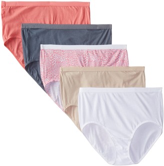 Fruit of the Loom FOL Women's Plus Size "Fit For Me" 5 Pack Cotton Brief Panties