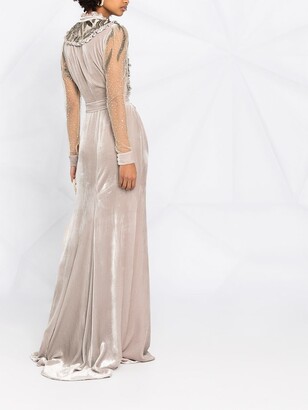Parlor Sequin-Embellished Velvet Evening Gown