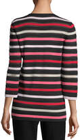 Thumbnail for your product : St. John Ombre Color Stripe Knit Jewel-Neck 3/4-Sleeve Sweater