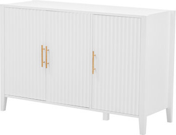 George Oliver Wavy 3-Door Sideboard With, Painted Finish Storage Cabinet With American Style For Living Room, Entryway, Kitchen, And Home Office.