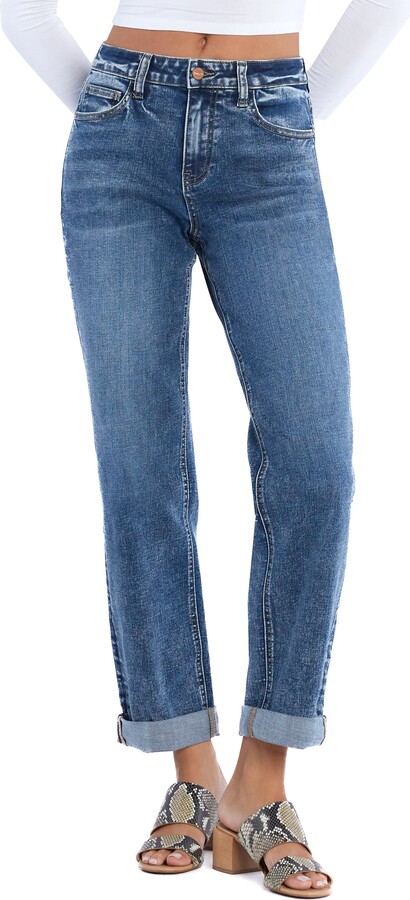 HINT OF BLU Cuffed Mid Rise Boyfriend Jeans