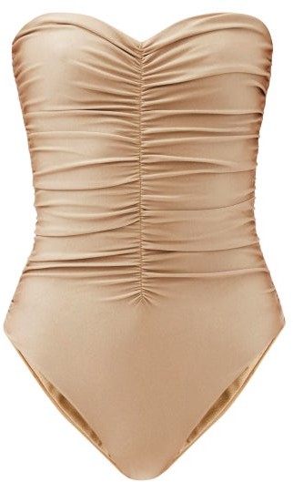 strapless ruched swimsuit