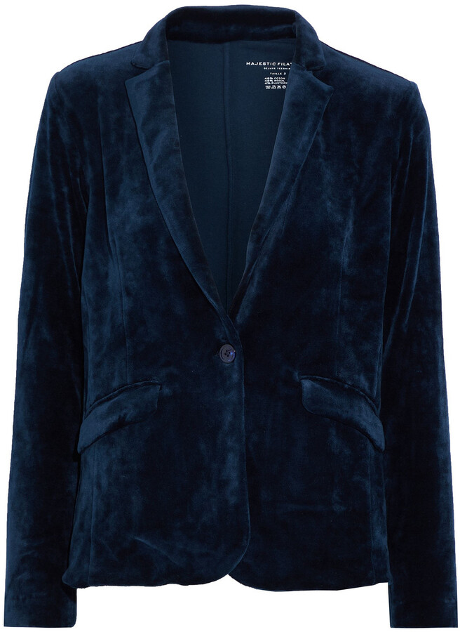 blue velvet jacket womens