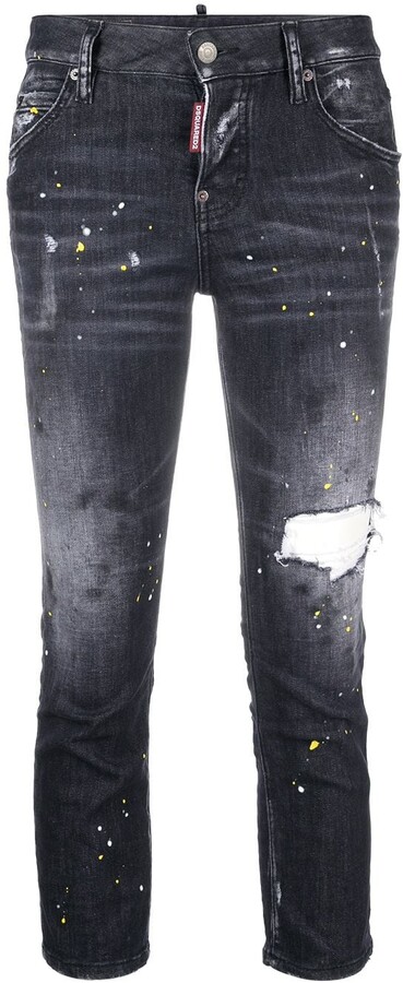 DSQUARED2 Paint-Splatter Cropped Jeans - ShopStyle