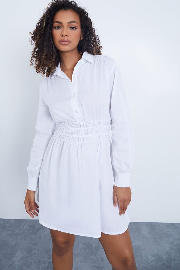 white dress button front
