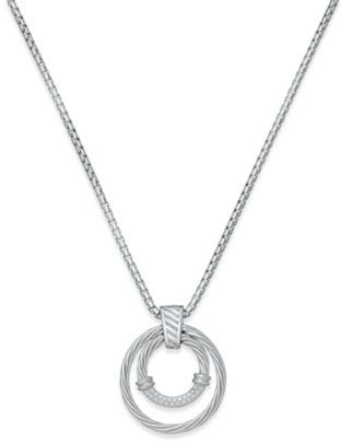Macy's Diamond Double Circle Pendant Necklace (1/4 ct. t.w.) in Sterling Silver