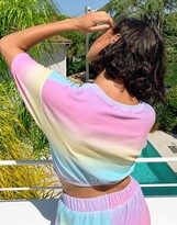 Thumbnail for your product : ASOS DESIGN jersey towelling beach crop top co-ord in pastel ombre