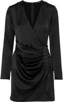 Thumbnail for your product : Jay Godfrey Wrap-effect Button-embellished Satin-crepe Mini Dress