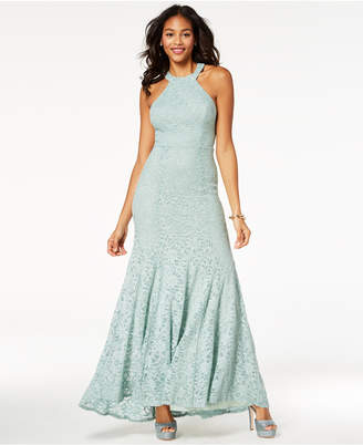 B. Darlin Juniors' Glitter Lace Strap-Detailed Gown, Created for Macy's