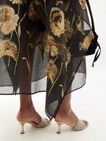 Thumbnail for your product : Taller Marmo Tulip-embroidered Chiffon Kaftan - Black Gold
