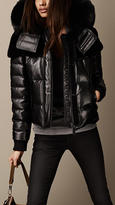 Thumbnail for your product : Burberry Fur Trim Nappa Leather Puffer Jacket
