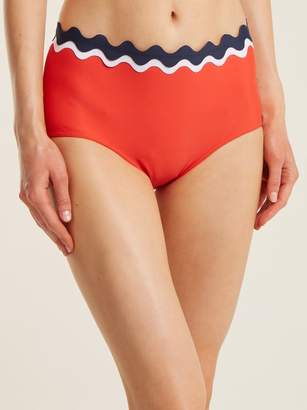 Rye - Sunny Scallop Edged High Rise Bikini Briefs - Womens - Orange