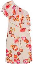 Thumbnail for your product : Haute Hippie One-shoulder Ruffled Floral-print Crepe De Chine Mini Dress