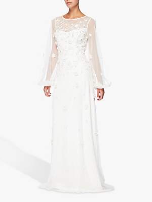 Raishma 3D Floral Bridal Gown, White