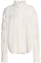Thumbnail for your product : Sandro Lace-trimmed Silk Crepe De Chine Blouse