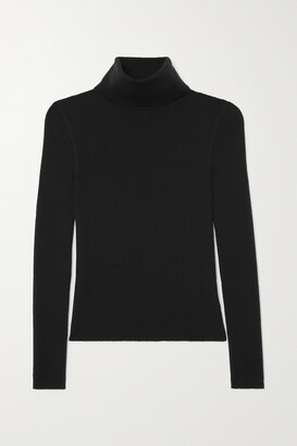 Saint Laurent Ribbed Wool, Cashmere And Silk-blend Turtleneck Sweater