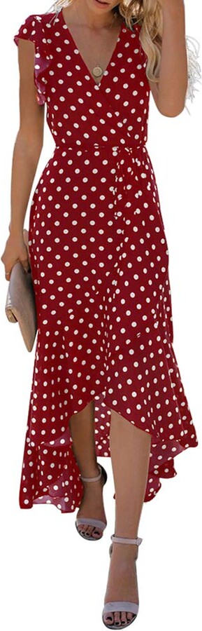 red floral boho dress
