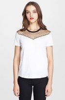 Thumbnail for your product : RED Valentino Point d'Esprit Yoke Cotton Jersey Tee