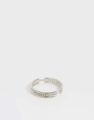 ASOS Design DESIGN toe ring in triple row engraved design in silver tone