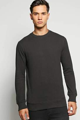 boohoo Cotton Pique Sweatshirt black