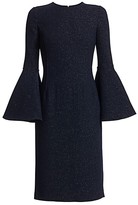 Thumbnail for your product : Oscar de la Renta Shimmer Sparkle Wool Bell-Sleeve Dress