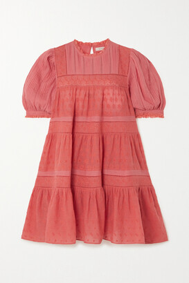 DÔEN Nerine Embroidered Tiered Cotton-voile Mini Dress