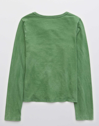 aerie Long Sleeve Cropped Henley T-Shirt