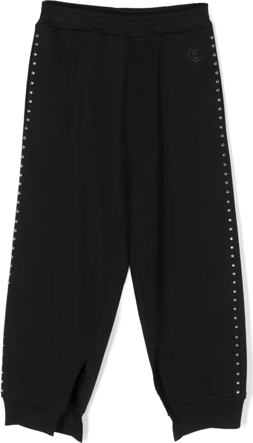 MM6 MAISON MARGIELA Kids Stud-Embellished Cotton Tapered Trousers