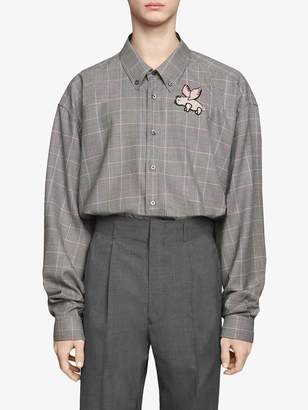 Gucci Oversize wool shirt with patch