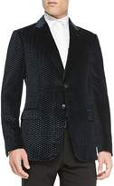 Armani Collezioni Tile-Embossed Velvet Soft Jacket, Navy