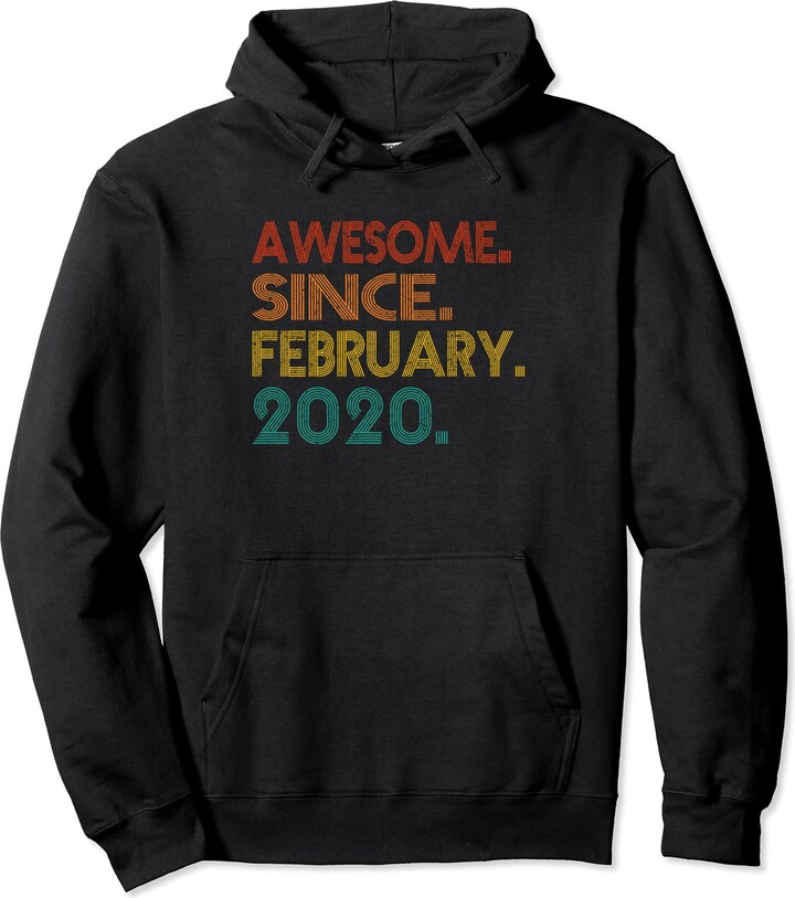 Awesome Since February 2020 Retro Bday Idea Tee Awesome Since February 2020 February 2020 Birthday Vintage Pullover Hoodie