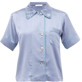 Thumbnail for your product : Araks Shelby Piped Silk Pyjama Shirt - Blue