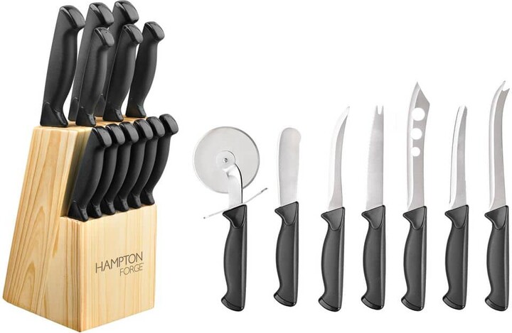 Hampton Forge Emmet 20-Piece Stainless Steel Knife Set with Block