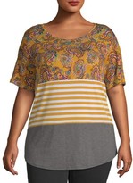Thumbnail for your product : Terra & Sky Women's Plus Size Color Blocked Short Sleeve Tee