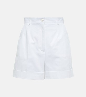 High-rise cotton-blend shorts