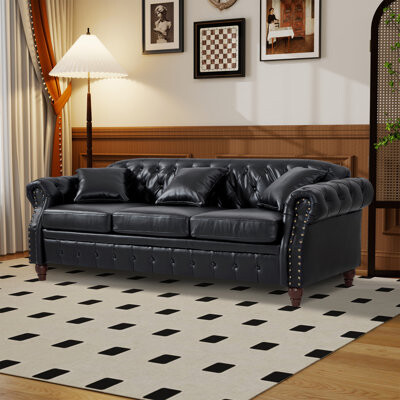 Alcott Hill Faux Leather Chesterfield Sofa With Storage