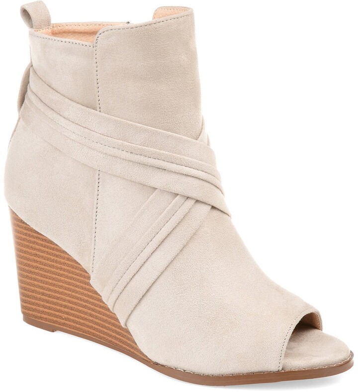 open toe wedge booties