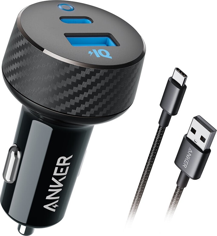 Anker Car Charger (27W, 2-Port) with USB-C to USB-A Cable (3ft)