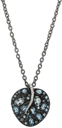 Michael Aram Botanical Leaf Pendant Necklace with Blue Topaz & Diamonds