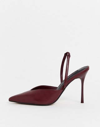 Topshop heeled slingback shoes in burgundy